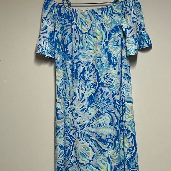 Lilly Pulitzer Clary Maxi Dress-Bennet Blue Salty Seas Girls XL 12-14 Host Pick - Picture 6 of 7